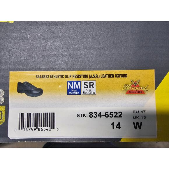 THOROGOOD 834-6522 ATHLETIC SLIP RESISTING A.S.R LEATHER OXFORD BOOTS SIZE 14 W - Picture 2 of 6